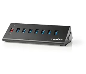 Nedis USB hub 8 portů / USB hub / QC3.0 / USB 3.2 Gen 1 / 5 Gbps / síťové napájení