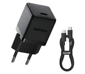 Baseus Palm černá / Rychlonabíječka / USB-C / 20W PD / kabel USB-C/USB-C 1 m
