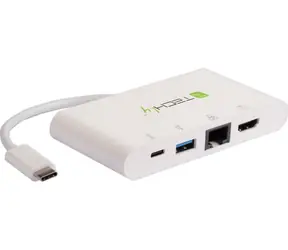 Techly IADAP USB31-DOCK1 bílá / Dokovací stanice / USB-C / HDMI 4K / RJ45 / PD 60W