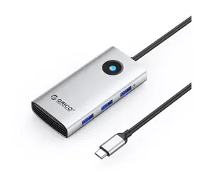 Orico USB-C hub 6v1 stříbrná / USB-C hub / 3x USB-A 3.0 / USB-C PD 100W / HDMI 4K 30Hz / RJ45 2.5G Ethernet