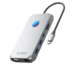 Orico USB-C hub 12v1 RGB (ORICO-XCR-X2-GY-BP) / Dokovací stanice / USB-C PD 100W / 3x USB-A 3.1 / HDMI 4K 30Hz / VGA