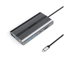 Orico USB-C hub 12v1 šedá / USB-C hub / USB-C PD 100W / HDMI 4K / VGA / RJ45 Gigabit