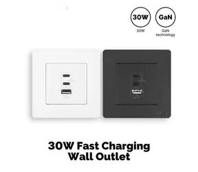 MOES Star Ring šedá / Nástěnná zásuvka / 30W / PD3.0 / 2x USB-C, 1x USB-A
