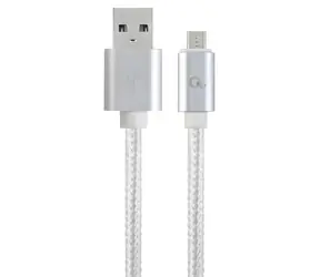 Cablexpert USB-A - Micro-USB stříbrná / USB kabel / opletený / 1,8 m