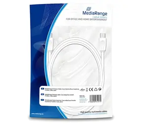 MediaRange MRCS163 bílá / Anténní kabel / konektor - zásuvka / 3 m / 75 Ohm
