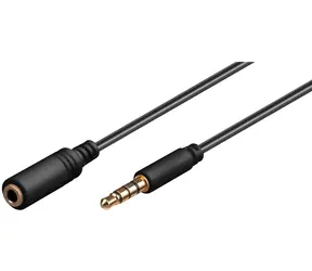 PremiumCord Jack 3.5mm 4pin M/F / Prodlužovací kabel / černá / 2 m