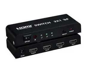 PremiumCord HDMI switch 3:1 černá / HDMI přepínač / kovový / dálkové ovládání / HDMI 1.4