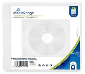 MediaRange Fleece obal na CD/DVD transparentní 50 ks / Obal na média / Samolepicí / Flísová vložka