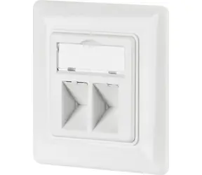 EFB Síťová zásuvka 2x Keystone bílá / Síťová zásuvka / RAL 9003 / plast / 80x80x24,4 mm