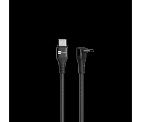 ER POWER Cobra USB-C/USB-C kabel černá / Kabel / PD 100W / úhlový konektor 90° / nylonový opletenec