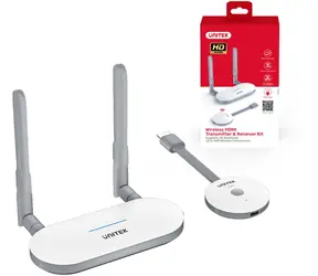 Unitek bezdrátový přenos HDMI bílá / Bezdrátový vysílač a přijímač HDMI / dosah 50 m
