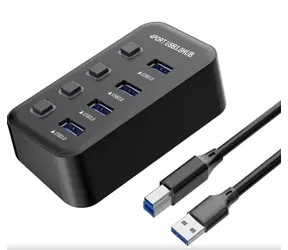 PremiumCord USB 3.2 Superspeed HUB 4-portový / Hub / USB 3.2 Gen 1 / 5 Gbps / vypínače portů