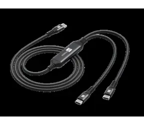 ER POWER USB-C nabíjecí rozdvojka černá / Kabel / 1x USB-C / 2x USB-C / PD 100W / nylonový opletenec