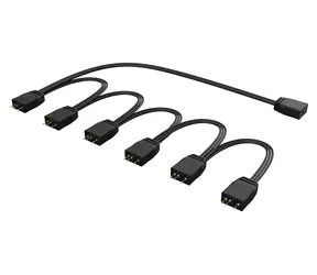 Akasa AK-CBLD13-85BK / RGB LED rozbočovač / 3-pin / 1 vstup na 6 výstupů / 85 cm
