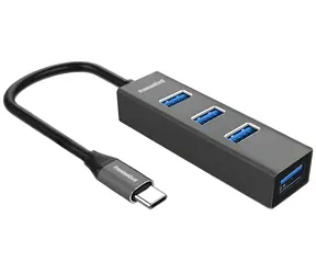 PremiumCord USB-C hub na 4x USB-A šedá / USB hub / USB 3.2 Gen 1 / 5 Gbps