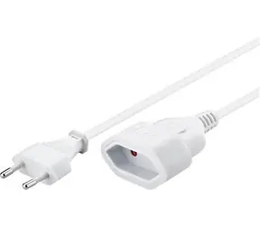 PremiumCord Kabel síťový prodlužovací dvojvidlice 2m bílý / Prodlužovací kabel / 230V / max. 2,5A