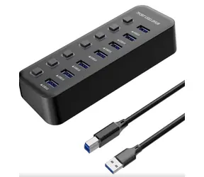 PremiumCord USB 3.2 Superspeed HUB 7-portový / Hub / USB 3.2 Gen 1 / 5 Gbps / vypínače portů