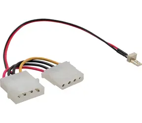 InLine Redukční kabel 3-pin ventilátor na 2x Molex 4-pin / Kabel / 0,3 m