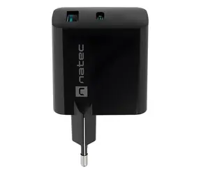 Natec Ribera GaN černá / Nabíječka / GaN / 45 W / 1x USB-A / 1x USB-C / PD 3.0