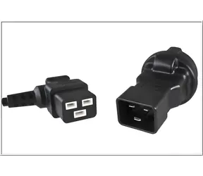 PremiumCord Adaptér IEC C20(M) - SCHUKO CEE 7/3(F) černá / Redukce / max. 16 A / 250 V