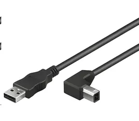 PremiumCord Kabel USB 2.0 A-B, zahnutý konektor 90° / Kabel / USB 2.0 / 0.5 m