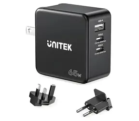 Unitek P1117B černá / Nabíječka / 65 W / 2x USB-C PD / 1x USB-A
