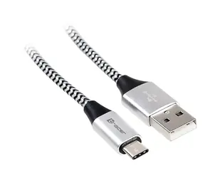 USB kabel USB-A - USB-C černo-stříbrný / Datový kabel / USB 2.0 / 1 m