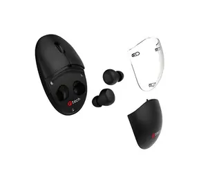 C-TECH WLM-21 černá / Myš s TWS sluchátky / Dual mode / BT5.0 + 2,4GHz / 1600DPI / 3 tlačítka / USB nano receiver