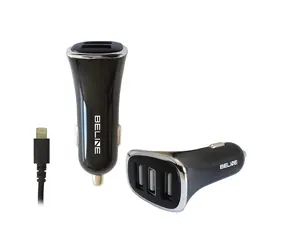 Beline Autonabíječka 3xUSB + Lightning kabel černá / Autonabíječka / 3x USB / Lightning / 4A