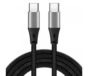 Kabel USB-C - USB-C 1 m černá / Kabel / textilní oplet / 3 A / USB 2.0