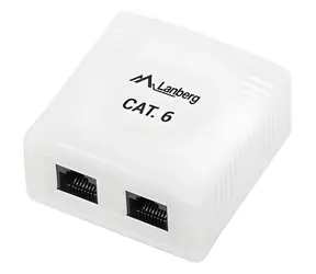 Síťová zásuvka 2x RJ45 Kat.6 bílá / Zásuvka LAN / Cat.6 / Na omítku
