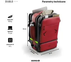 Diablo Chairs Backpack Air vínová / Batoh / multifunkční / podtlakové oddělení / do 17" notebooku