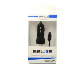 Beline Autonabíječka 2xUSB + USB-C černá / Autonabíječka / 2,1A / kabel USB-C 100 cm