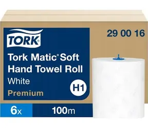 Tork 290016 bílá / Papírová utěrka v roli / 100 m / šířka 210 mm / O 19 cm