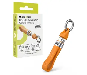 Mobile Origin CB17 oranžová / Klíčenkový kabel / USB-C - USB-C / 40 Gbps / 240 W PD 3.1 / 8K 60Hz / 13 cm