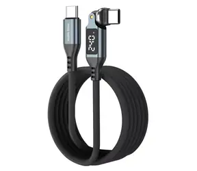 Mobile Origin CB16 vesmírně šedá / Kabel s LED displejem / USB-C na USB-C / Otočný 540° / 240 W / 1,8 m