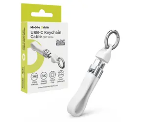 Mobile Origin CB17 bílá / Klíčenkový kabel / USB-C - USB-C / 40 Gbps / 240 W PD 3.1 / 8K 60Hz / 13 cm