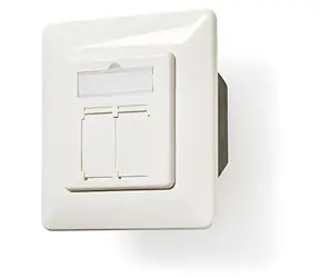 Nedis síťová zásuvka CAT6a 2x RJ45 bílá / Síťová zásuvka / Zápustná montáž / Pozlacené kontakty