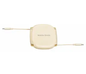 Mobile Origin CB7 béžová / Samonavíjecí kabel / USB-C na USB-C / 100 W / 1 m