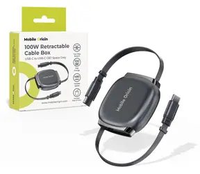 Mobile Origin CB7 Space Grey / Samonavíjecí kabel / USB-C na USB-C / 100 W / 1 m