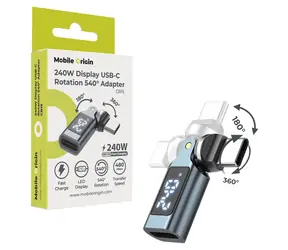 Mobile Origin CB15 / Otočný adaptér s displejem / USB-C / 240W / rotace 540°