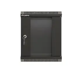 Lanberg WF11 černá / Nástěnný rack / 10" / 6U / 300×300 mm / skleněné dveře / flat pack