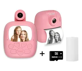 HELMER TP02 růžová / Mini termotiskárna s fotoaparátem / 2,0" IPS displej / 1200mAh / USB-C / Android/iOS