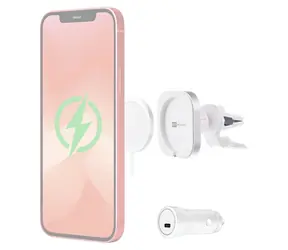 ER Power Car Vent Mount bílá / Držák do auta pro MagSafe / Autonabíječka 20W / Do ventilace