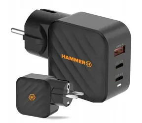 Hammer RapidCharge 65W černá / Nabíječka do sítě / 65 W / 1x USB-A / 2x USB-C / PD