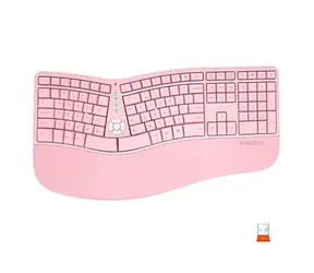 Meetion DirectorW růžová / Ergonomická bezdrátová klávesnice / US layout / 2,4 GHz / USB-C nabíjení