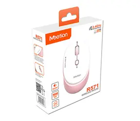 Meetion R571 bílo-růžová / Bezdrátová myš / optická / 1600 DPI / 4 tlačítka / 2,4 GHz
