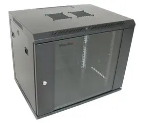 XtendLan 9U 600×450 mm černá / Nástěnný rozvaděč / jednodílný / skleněné dveře / nosnost 60 kg