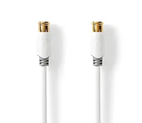 Nedis F Quick kabel F(M)-F(M) pozlacený bílá / Kabel / 75 Ohm / 90 dB / dvojité stínění / 5 m / PVC