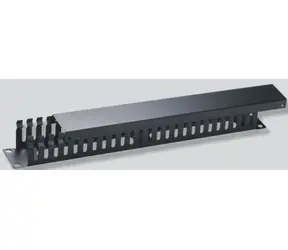OEM Vyvazovací panel 19" 1U černý / Vyvazovací panel / kov / průchozí / hloubka 45 mm